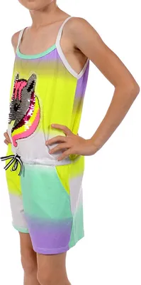 Produktbild von KMISSO Mädchen Jumpsuit kurz Wendepailletten Einhorn Lila 104