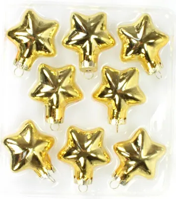 Produktbild von 8 Sterne Glas Christbaumkugel 4cm gold Weihnachtskugel Kugel Baumschmuck Weihnachten, Farbe:gold