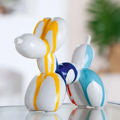 Image de Gilde Figur, Ballonhund, "Colori", Keramik, weiß, VE 2, L. 7.5 cm, B. 18.5 cm, H. 15 cm 33209 4063387332092
