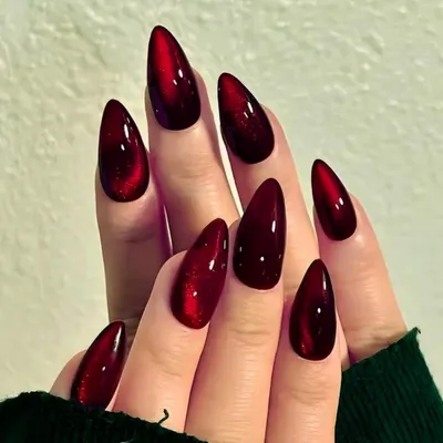 Immagine prodotto di Unghie finte autoadesive, 30 pezzi, colore nero, rosso e glitter, forma mandorla, effetto scintillante, gel