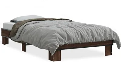 Produktbild von vidaXL Bettgestell Braun Eichen-Optik 75x190 cm Holzwerkstoff Metall
