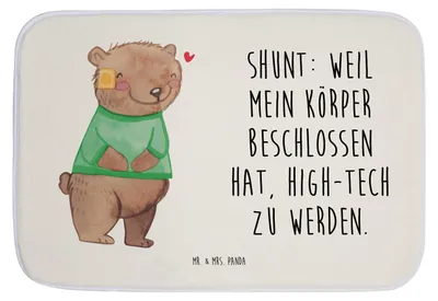 Produktbild von Mr. & Mrs. Panda Badteppich Bär Shunt - Weiß - Geschenk, Teppich Bad, Duschvorleger, duschmatte, badezimmermatte, Badezimmerteppich