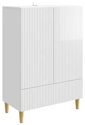 Image de Buffet vidaXL blanc brillant 66 x 34,5 x 95 cm en aggloméré