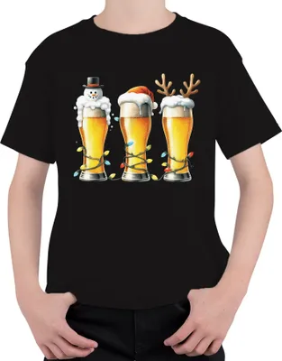 Produktbild von Bier Weißbier Bayern Lichterkette - Weihnachten Weihnachtsgeschenk Christmas Uni Kinder T-Shirt, Schwarz, 152