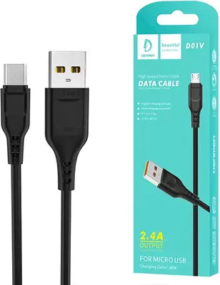 Zdjęcie produktu dla Kabel Usb Micro Denmen Czarny 2.4A 1M D01V-B