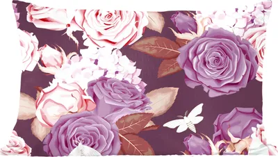 Produktbild von MuchoWow® Zierkissen Sofakissen Wohnzimmer Dekokissen 50x30 cm Blumen - Schmetterlinge - Lila - Rosa - Wohnzimmerdekoration - Polster mit Photo