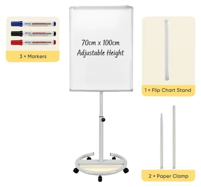Produktbild von Flipchart-Ständer, höhenverstellbar, magnetische Schreibfläche, mit Kartonständer