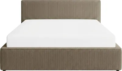 Produktbild von Polsterbett 180x200 - Braun - Hochwertiger Cord-Stoff - Modernes Doppelbett mit Bettkasten & Lattenrost - Stauraumbett mit Kopfteil für Schlafzimmer