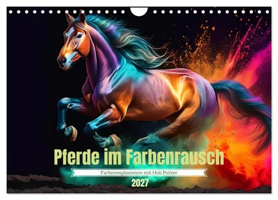 Produktbild von Pferde im Farbenrausch (Wandkalender 2027 DIN A4 quer), CALVENDO Monatskalender