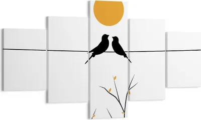 Produktbild von Bild auf Leinwand - Leinwandbild - 5 Teile - Bild Vögel Sonne - 125x70cm - Wand Bild - Wanddeko - Wandbilder - Leinwanddruck - Bilder - Wanddekoration - Leinwand bilder - Wandbild - EA125x70-4772