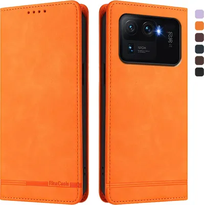 Produktbild von Hülle für Xiaomi Mi 11 Ultra, Retro Kunstleder Ständer Klapphülle mit Kartenfächer und Magnetische Orange