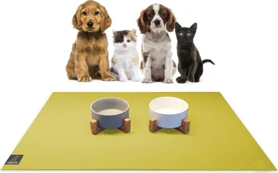 Immagine prodotto di SANOZOO® - Tappeto per ciotola, Oeko-Tex, rettangolare 40 x 60 cm Giallo mango