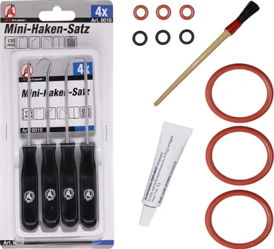 Produktbild von Dichtung O-Ring für Brühgruppe Auslaufstutzen kompatibel mit Siemens EQ5 EQ6 EQ7 EQ.8 Bosch Vero  | inkl. 6g Tube Silikonfett Pinsel Hakensatz