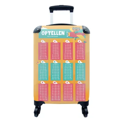 Produktbild von MuchoWow® Koffer Handgepäck Trolley Rollkoffer Kleine Reisekoffer mit 4 Rollen - Aufsummieren - Erzieherisch - Jungen - Mädchen - Kinder - Orange - Kinder - Cabin Size < 55x40x23 cm & 55x40x20 cm - Kinderkoffer - Kabinenkoffer - Boardgepäck - Reise-Box - Reisekoffer - Reisegepäck - Koffer mit Bild - Trolley für Kinder