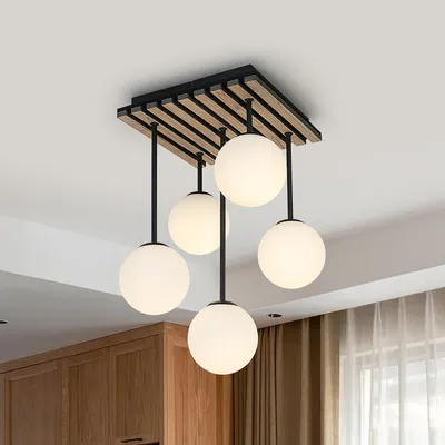 Produktbild von home24 Deckenleuchte - Eisen / Satiniertes Glas - Schwarz