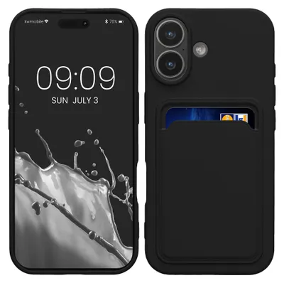 Produktbild von kwmobile Handyhülle für Apple iPhone 17 Hülle mit Kartenfach - TPU Case - Kabelloses Laden - Schutzhülle Cover in Schwarz