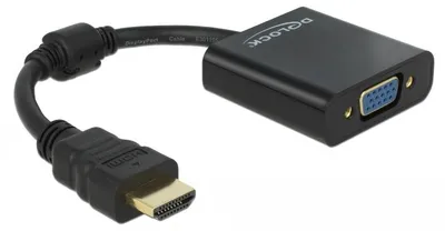 Obrázek produktu pro DeLOCK 65512, 0,254 m, VGA (D-Sub), HDMI Typ A (standardní), Samec, Samice, Černá
