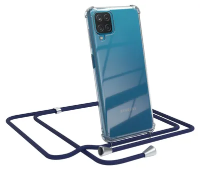 Produktbild von EAZY CASE Handykette kompatibel mit Samsung Galaxy A12, Handyhülle mit Umhängeband, Handykordel, Schutzhülle Clear, Band in Blau