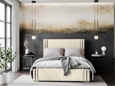 Produktbild von ADIDAR Finn Polsterbett 200x200cm Metallrahmen mit hydraulischen Wagenhebern Lattenrost Bettkasten Premium Design (Creme - Amor Velvet 4323)