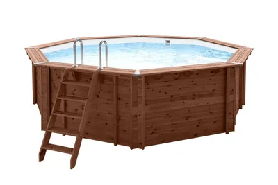 Produktbild von Interline Sumatra Rund 5,30 x 1,38 m inkl. Zubehör, Gerahmter Pool, Kind & Erwachsener, Leiter, Braun, 640 kg