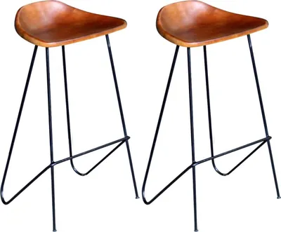 Produktbild von yorten Barhocker 2er Set Echtleder Barhocker 42 x 45 x 86 cm (B x T x H) Braun und Schwarz