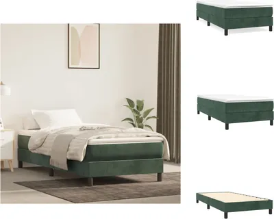 Produktbild von vidaXL Boxspringbett Dunkelgrün 90x200 cm Samt - Betten & Bettgestelle