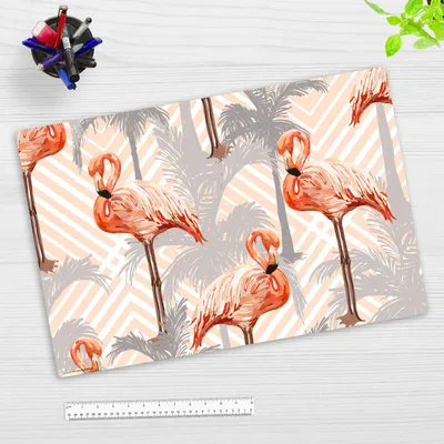 Produktbild von Schreibtischunterlage für Kinder und Erwachsene - Flamingos & Palmen  - 60 x 40 cm - premium Vinyl -  Germany