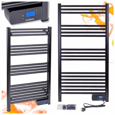 Productafbeelding van Elektrische badkamerventilatorverwarmer, 500W, zwart, met LCD-thermostaat, IP44