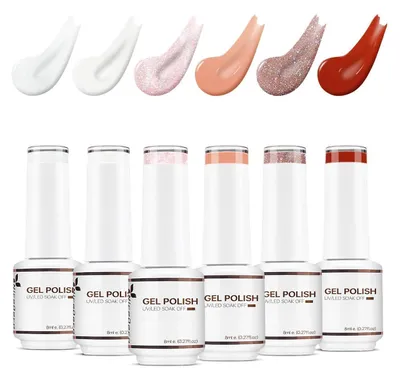 Produktbild von UV Nagellack Set 6 Farben 8ml Glitzer Rosa Rot Weiß Soak Off Gel LED UV
