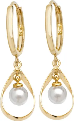 Produktbild von Wunderschöne 9 Karat (375) Gold Süßwasser-Zuchtperle Damen - Paar Ohrringe - 30mm*9mm; TRS20328