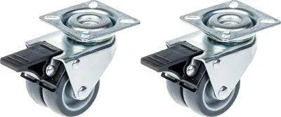 Immagine prodotto di ruote gemelle da 50 mm 2" in gomma grigia girevoli con freno Capacità 140 kg, set di 2