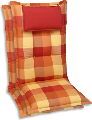 Produktbild von GO-DE Textil, Sesselauflage Hochlehner, 2er Set, Farbe: rot, Maße: 120 cm x 50 cm x 7 cm, Rueckenhoehe: 70 cm