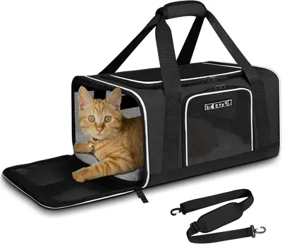 Productafbeelding van Huisdieren Vervoerder - Reistas Kat Hond - Veilig Reizen - Luchtvaart Goedgekeurd - 43x28x24 cm - Zwart