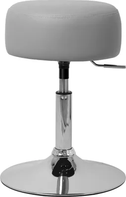 Obrázek produktu pro ML-Design světle šedá kosmetická stolička Ø 33 cm, vyrobená z oceli s potahem z Imitace kůže, kulatá stolička s nastavitelnou výškou 52-65 cm