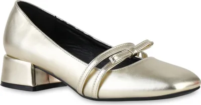 Produktbild von VAN HILL Damen Riemchenballerinas Ballerinas Klassische Schleifen Schuhe 841497, Farbe: Gold, Größe: 39