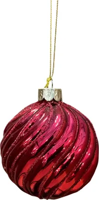Produktbild von Rote Weihnachtskugel 8 cm mit klassischem Wirbelmuster für festliche Dekoration