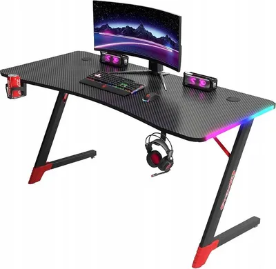 Produktbild von Ekspand | Gaming Schreibtisch - Schwarz - 140x60x74 cm - Rgb-beleuchtung - Becherhalter