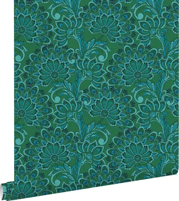 Immagine prodotto di ESTAhome carta da parati fiori retrò vintage verde scuro 50 x 900 cm