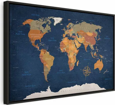 Obrázek produktu pro Italský obraz na plátně - Mapa světa: 120x80 cm Mapy k-C-0048-b-b