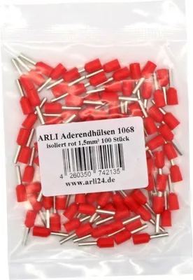 Produktbild von 100x ARLI Aderendhülsen isoliert rot 1,5 mm²