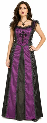 Produktbild von Mittelalter LARP Corsagenkleid Damen Gothic Kleid | Violett Schwarz Größe: S