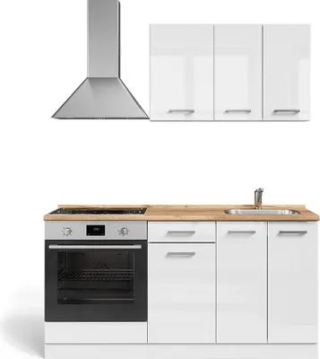 Immagine prodotto di Cucina completa Vicco R-Line Bianco lucido/bianco 160 cm con colonna forno senza piano di lavoro, Model 56466