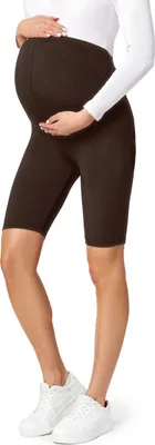 Image de Be Mammy : leggings de grossesse courts en viscose BE-04 (marron, 3XL)