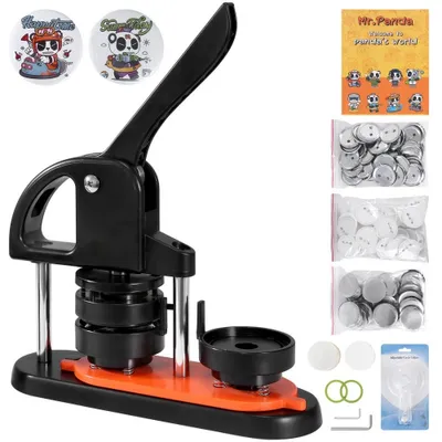 Image de Machine à badges - fabricant de boutons 58mm 100 pcs - Badge Punch Press, presse à badges - DIY Badge Press Machine - Button Badge Maker pour Badge Personnalisé - livre de magie et cutter circulaire inclus