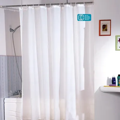 Image de Rideau Douche Blanc Msv Polyester Imperméable 180x200 Cm - Msv