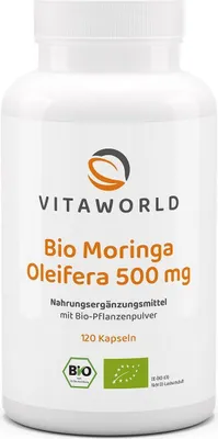 Produktbild von Vitaworld Moringa Oleifera  | 120 Kapseln | 1500 mg -Moringa-Pulver pro Tagesdosis | ohne Zusatzstoffe | vegan