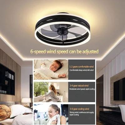 Zdjęcie produktu dla Lampa sufitowa z wentylatorem – Lampa sufitowa z wentylatorem LED – Wentylator sufitowy – Wentylator z pilotem – Aplikacja – LED
