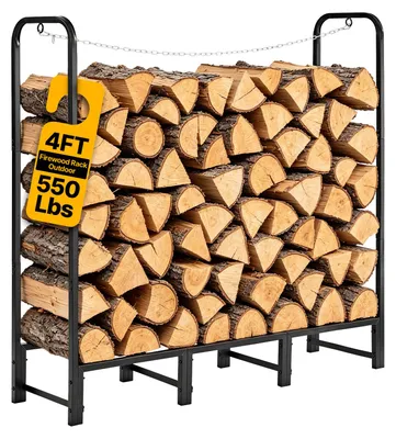 Obrázek produktu pro Regál na dříví VEVOR, kapacita 1/4 cord, rozměry 1220x320x1185 mm, vhodný pro krb, terasu a balkon, rám z ocelí s práškovým nástřikem, nosnost 250 kg, objem 591,8 litrů, barva černá