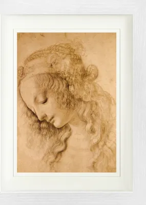 Produktbild von Leonardo Da Vinci Gerahmtes Bild Mit Edlem Passepartout | Wand-Bilder | Im Bilderrahmen - Weiblicher Kopf, Circa 1478 (40 x 30 cm)