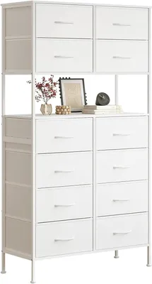 Image de Meuble de rangement avec tiroirs - Armoire de rangement, commode - Pour ranger les vêtements - Design ouvert au centre - 80 x 35 x 163 cm - Blanc